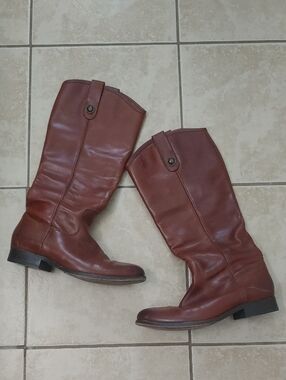 Frye Melissa Button Riding Boots Cognac Leather Women's Size 7